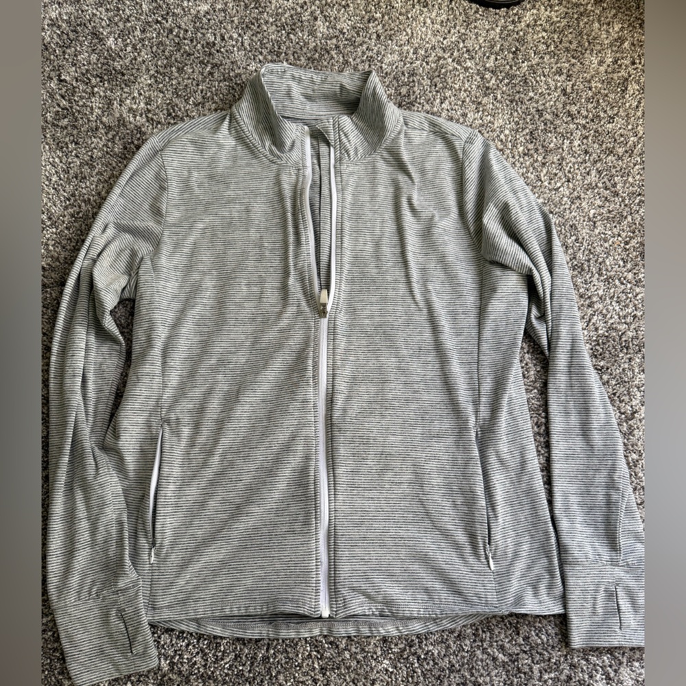 Gray Striped Zip Up Jacket Market & Spruce XL